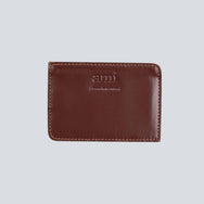 AMI - Smooth Leather Card Holder - Cognac