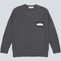 AMI - Bonjour Patch Oversized Crewneck Wool - Heather Grey