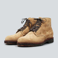 alden crepe sole plain toe boot - tan suede - front shot