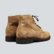 alden crepe sole plain toe boot - tan suede - rear shot