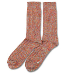 Democratique - Relax Bubble Knit Socks - Spring Red / Curry Masala / Off White / Petroleum Blue