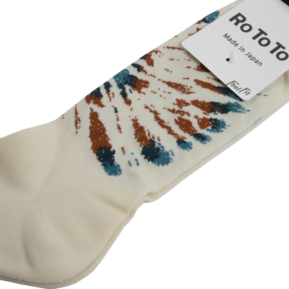 Rototo - Tie Dye Pattern Socks - Blue/Terracotta