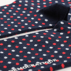 Democratique - Polka Dot Socks - Navy / Spring Red / Clear White