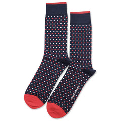 Democratique - Polka Dot Socks - Navy / Spring Red / Clear White