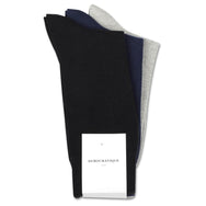 Democratique - Originals Solid 3 Pack Socks - Navy / Black / Light Grey